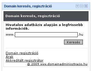domain regisztráció, keresés - google modul